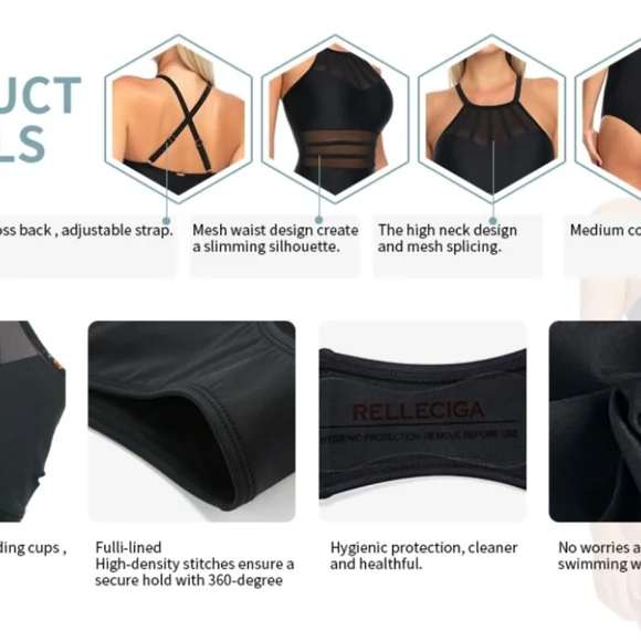 NWT Size L Relleciga One Piece Tummi Control Swimsuit - Picture 7 of 13